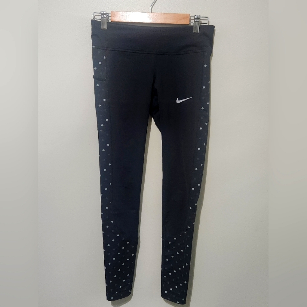 Nike Dri-Fit Racer Flash Running Leggings Black with polka dots